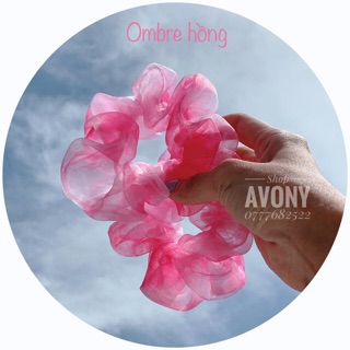 Cột tóc voal ombre hồng scrunchies