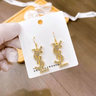 Khuyên tai ysl đính đá tina,bông tai cao cấp phong cách hàn quốc b043
