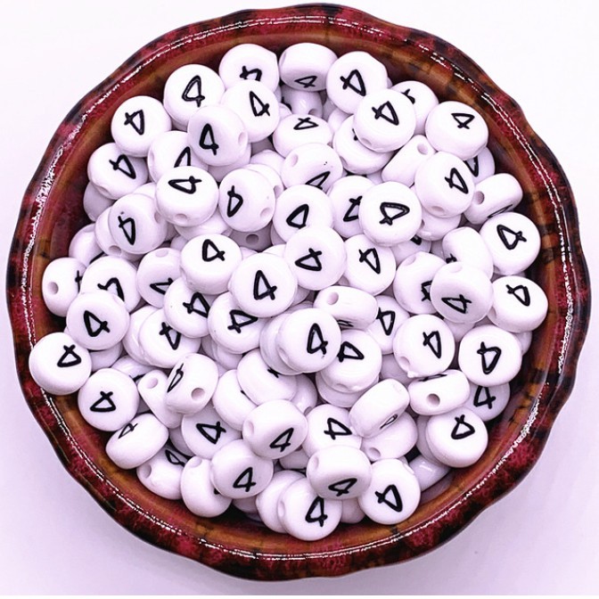 Bộ 100 hạt tròn 7x4mm in số dùng làm trang sức thủ công