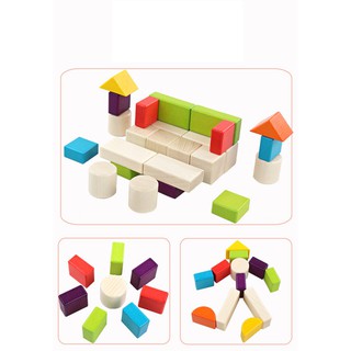 [Hộp A5] Đồ Chơi Gỗ Xếp Hình Khối(gồm 30 khối gỗ)