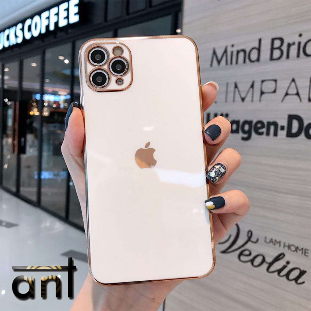 Ốp lưng Iphone viền mạ vàng giả 12 logo táo độc lạ dẻo bóng; 6G/6S ;7/8G ;6PLUS ;7/8PLUS ;X/XS ;XR ;11 ;11PRO ;11PRO MAX