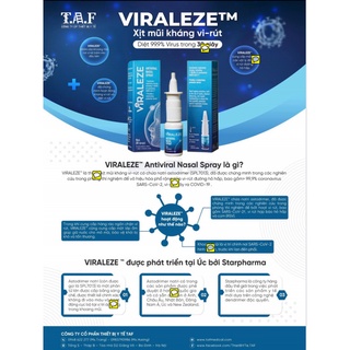 Bình xịt mũi viraleze kháng khuẩn Virus Starpharma Úc 10ml