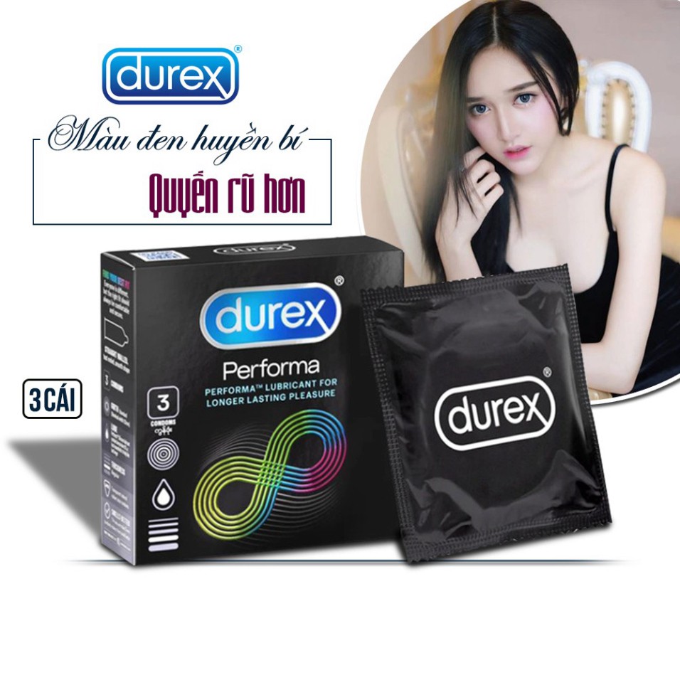 Bao cao su Durex Performa (Hộp 3c). Bcs Chứa Gel Bôi Trơn Có Chất Kéo Dài Thời Gian Quan Hệ, Kích Thích Cả 2 Lên Đỉnh