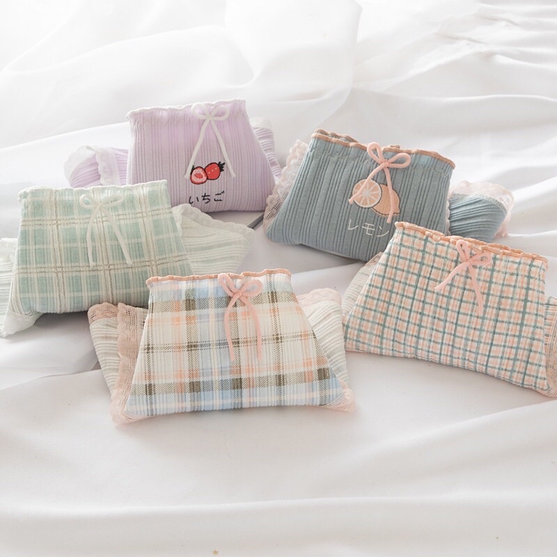 Quần Lót Nữ Cotton Hoạ Tiết Caro Hoa Quả Xinh Xắn Dễ Thương Chíp Nữ Cotton Cao Cấp Mainia Shop