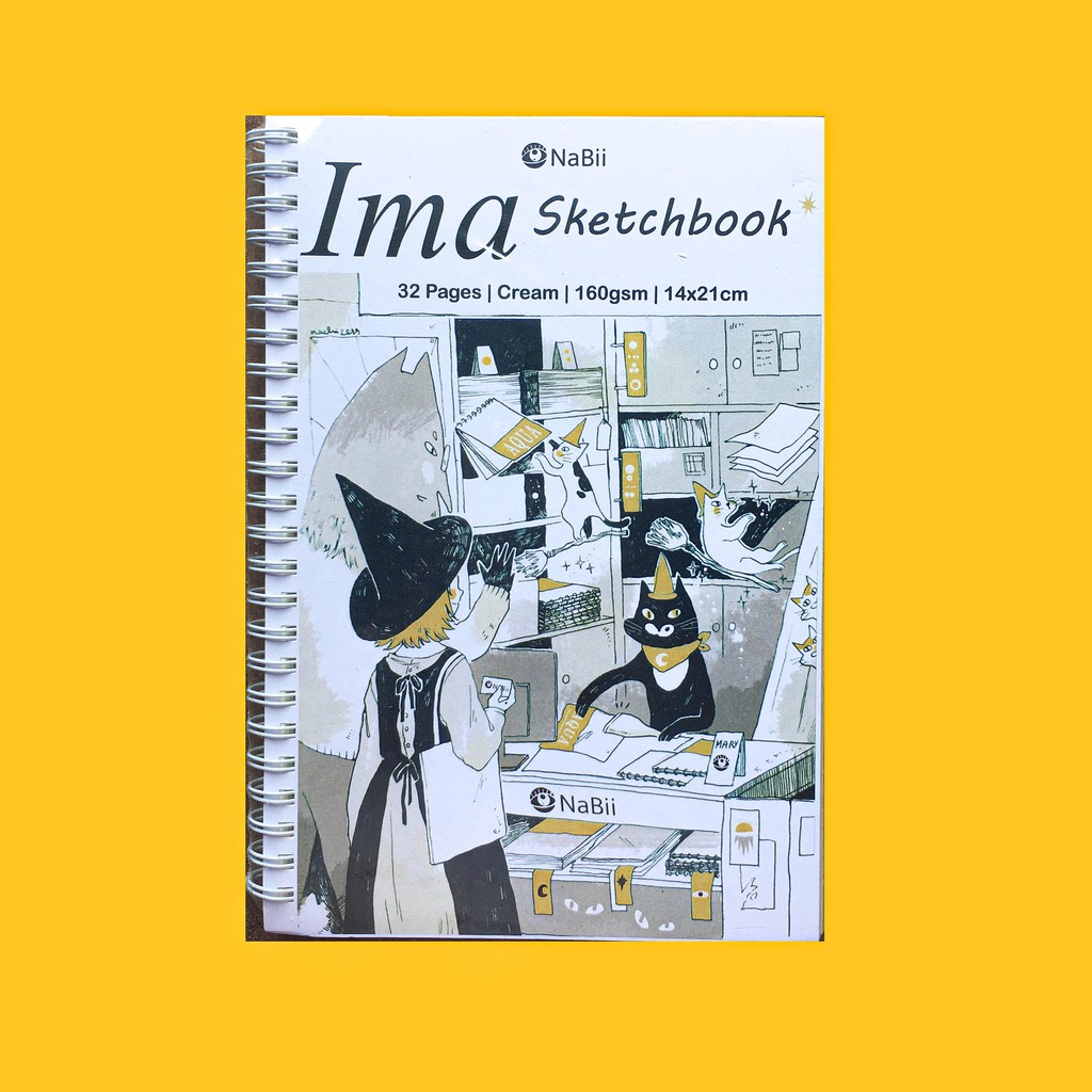 Sổ vẽ Nabii Ima Sketchbook Cream 160gsm 32 tờ size a4/a5. Giấy vẽ chuyên dùng cho màu chì cao cấp