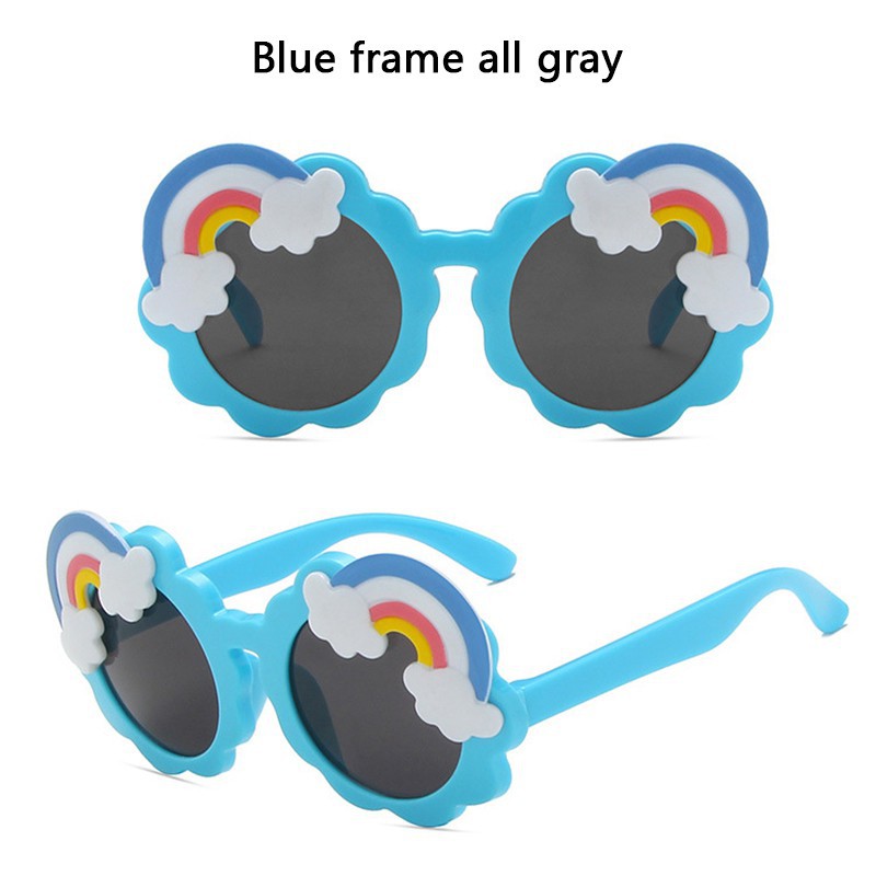 Kính mát gọng tròn họa tiết cầu vồng phong cách Hàn Quốc cho bé