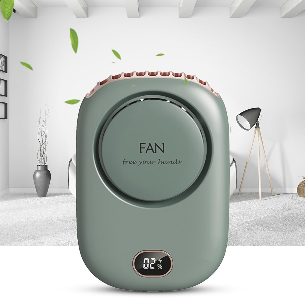 Quạt làm mát sạc USB 3 mức công suất gió, không cánh, kèm dây đeo cổ hoặc để bàn - Bladeless Fan