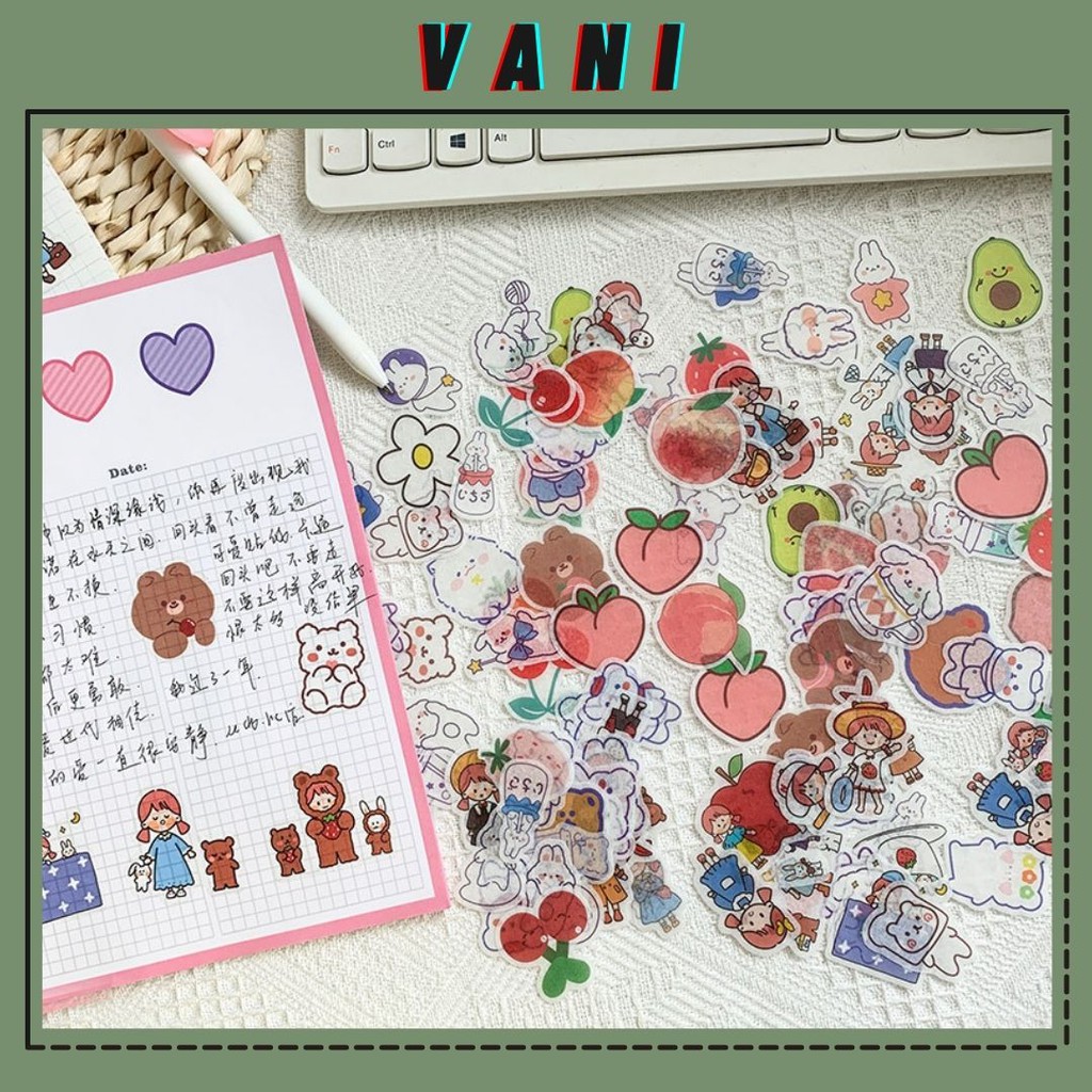 Túi Sticker Dán Decor Nhiều Hình Ngộ Nghĩnh Dễ Thương - Vani Store [VPP00155]