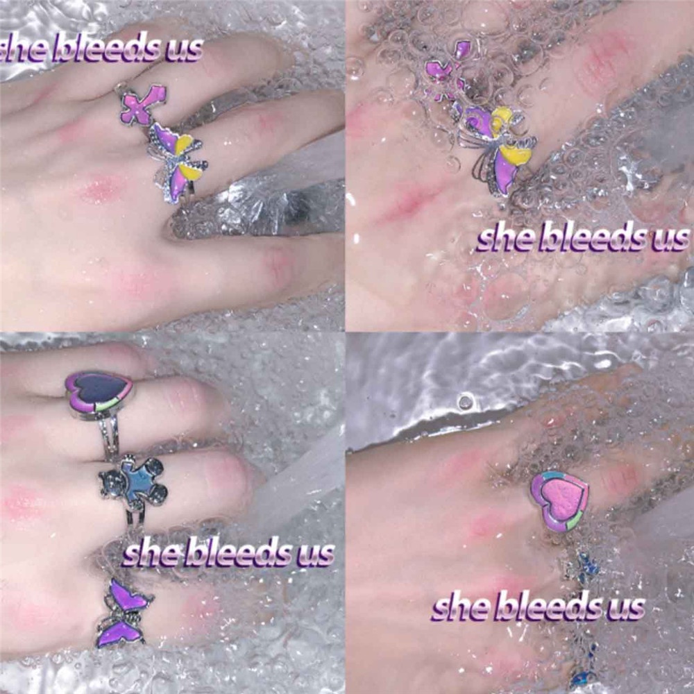 1 Nhẫn Hình Mặt Trăng, Bươm Bướm, Trái Tim, Có Thể Điều Chỉnh Nhiệt Độ