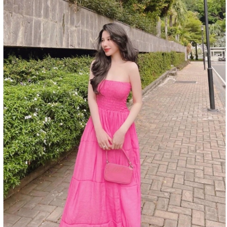 Đầm maxi dạng ống váy xòe bồng siêu hot mẫu mới có 3 màu B043