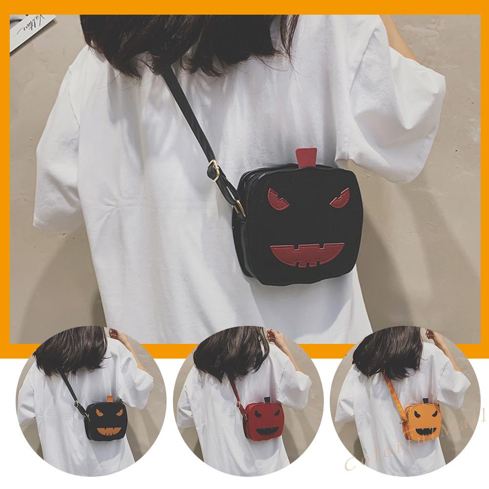 Funny Pumpkin Shoulder Messenger Bag Girls Ladies PU Casual Purse Handbag