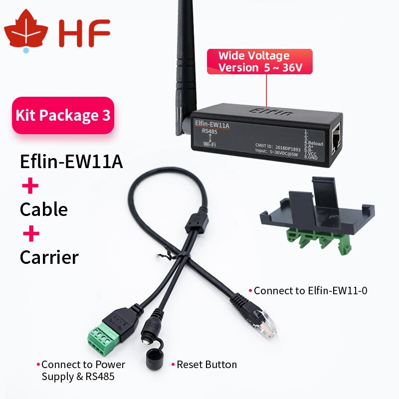 Ăng Ten Không Dây HF Elfin-EW11A-0 5~36V TPC IP RJ45 RS485 Sang WIFI