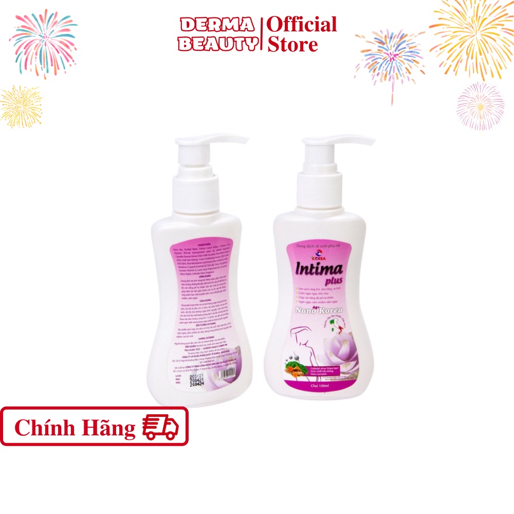 Dung Dịch Vệ Sinh Phụ Nữ Intima Plus Vệ Sinh Vùng Kín, Ngăn Ngừa Nhiễm Khuẩn, Khí Hư 100ml - Hàn Quốc - Derma Beauty