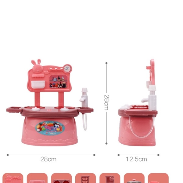 [CÓ ĐÈN]Bộ đồ chơi nấu ăn nhà bếp cho bé gái nhiều chi tiết mô phỏng bàn ăn, nhựa nguyên sinh an toàn