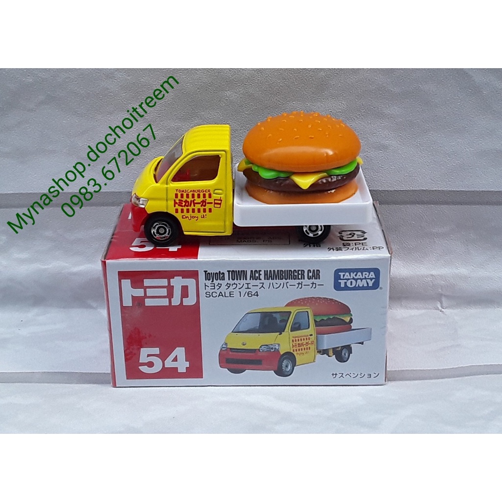 Đồ chơi mô hình tĩnh xe tomica, No.54 Toyota Town Ace Hamburger Car