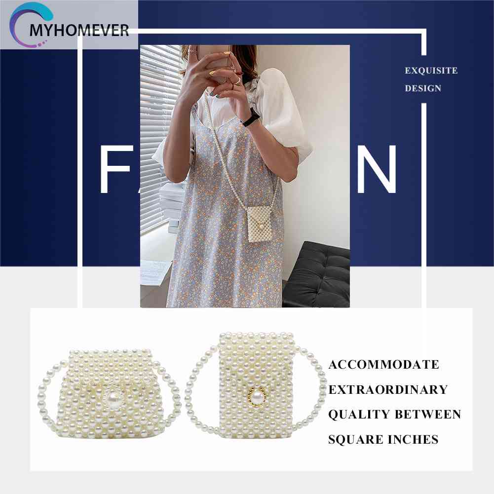 Túi Đeo Chéo Mini Đính Ngọc Trai Thời Trang Sành Điệu Cho Nữ