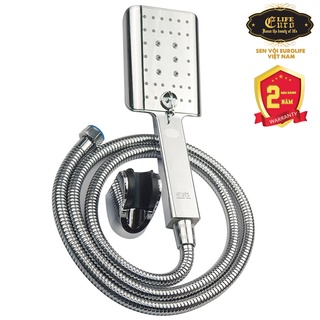 Bộ dây tay sen vuông 3 chế độ chảy chất liệu ABS mạ Chrome Eurolife EL-201SH
