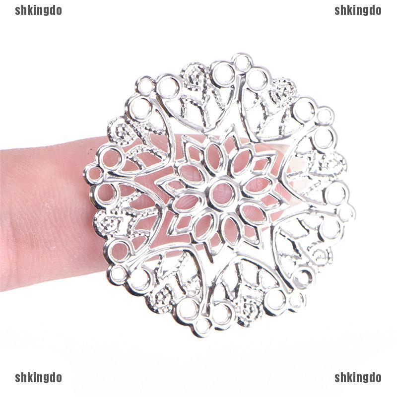 Set 50 phụ kiện hình bông hoa chạm rỗng màu đồng dùng làm đồ trang sức DIY