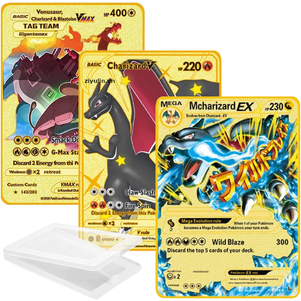 Thẻ Mạ Vàng Kim Loại ziyulin Charizard Vmax Charizard Vmax DX GX
