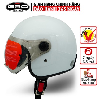 Mũ Bảo Hiểm Gro 3/4 đầu T818 kính ngắn che nửa mặt, kiểu dáng thời trang cho nữ, khóa kim loại chắc chắn - Màu Trắng