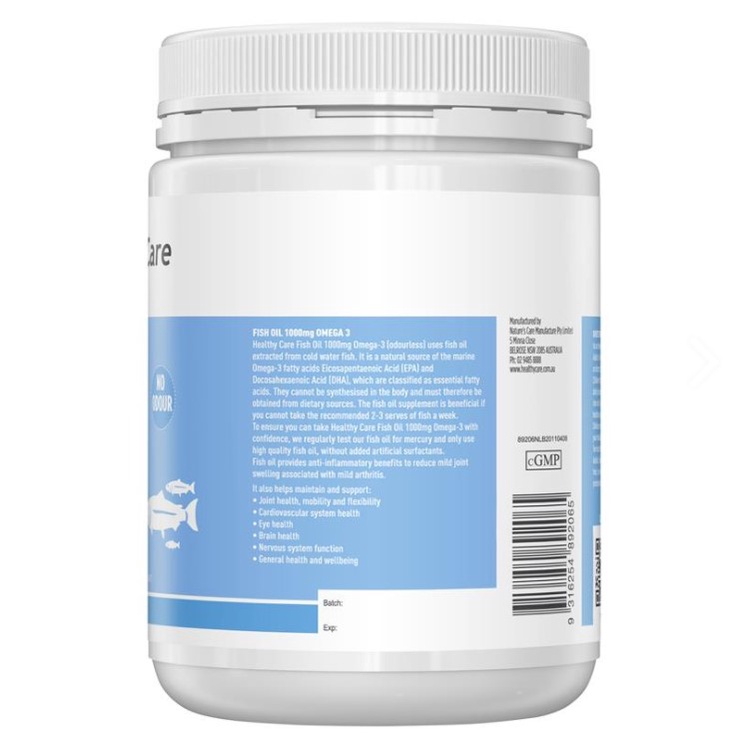 Dầu cá Healthy Care Omega 3 1000mg của Úc giúp sáng mắt, bảo vệ tim mạch, tốt cho khớp 400 viên