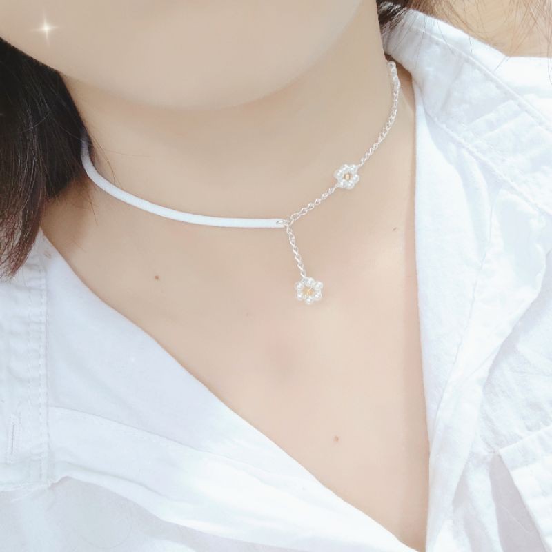 Choker/ dây đeo cổ tone trắng phong cách Hàn