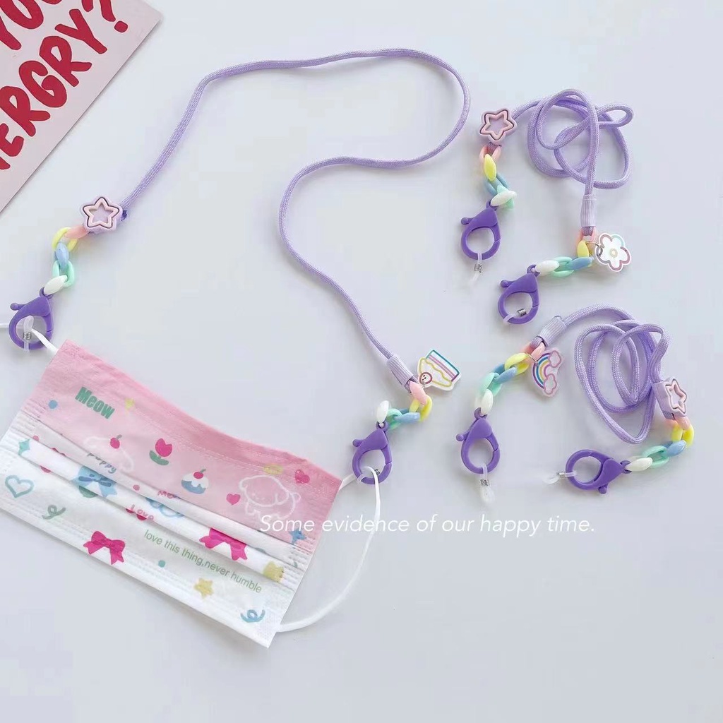 Dây Đeo Mắt Kính Bằng Nilon Màu Tím Họa Tiết Hoạt Hình Phong Cách Hàn Quốc Đơn Giản