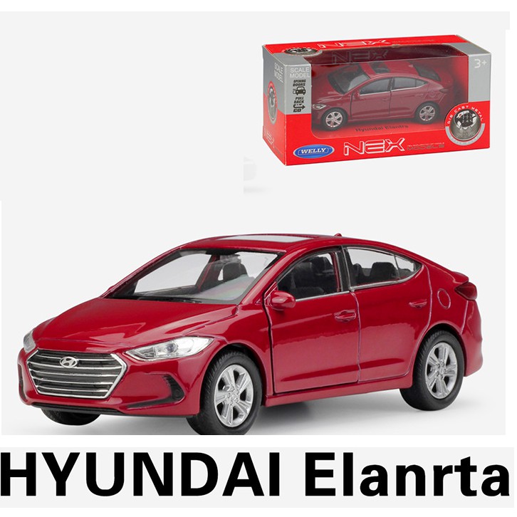 Mô hình xe ô tô Huyndai Elantra tỉ lệ 1:36 xe bằng sắt chạy cót đồ chơi trẻ em
