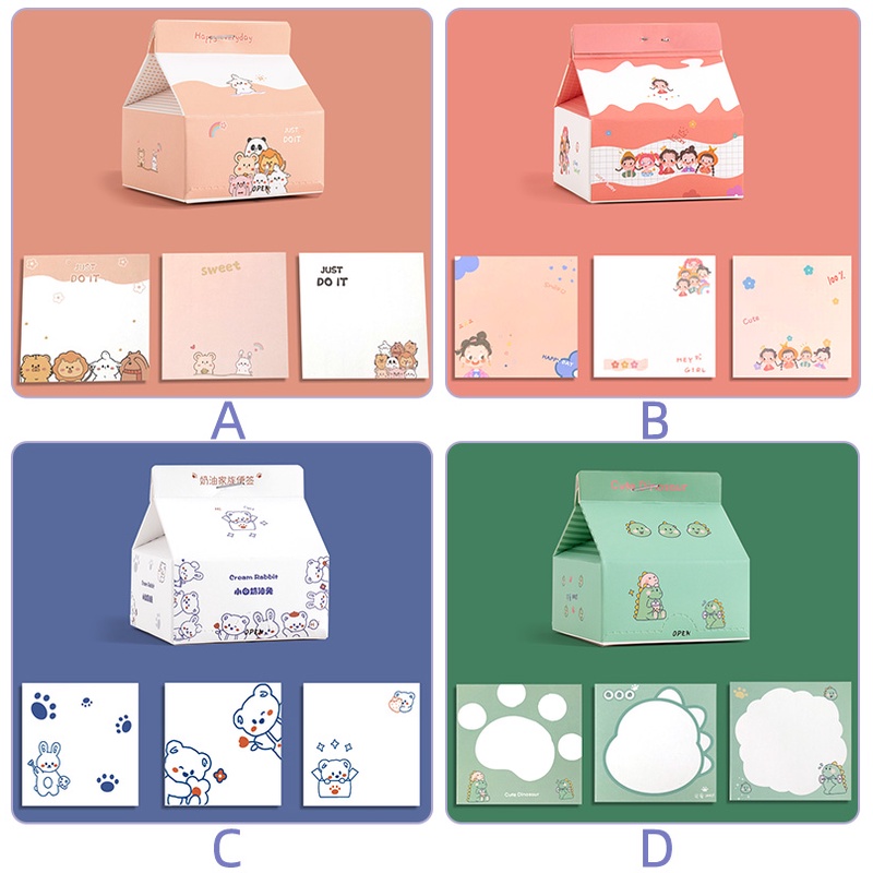 Set 200 Tờ Giấy Ghi Chú Không Dính Hình Hoạt Hình Dễ Thương