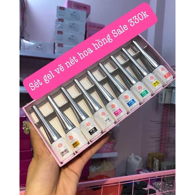 Gel Vẽ Cọ Nét, Sét Gel 9 Màu [Thanh Vy Nail]