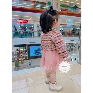 Set váy áo dạ tweed bé gái