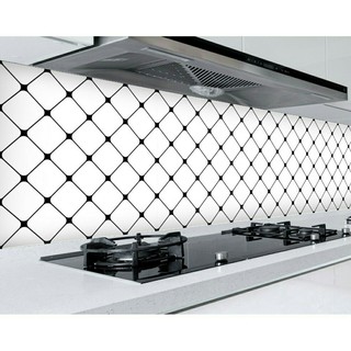 1 mét giấy dán bếp họa tiết Ô CHÉO TRẮNG ĐEN khổ rộng 60cm có keo sẵn