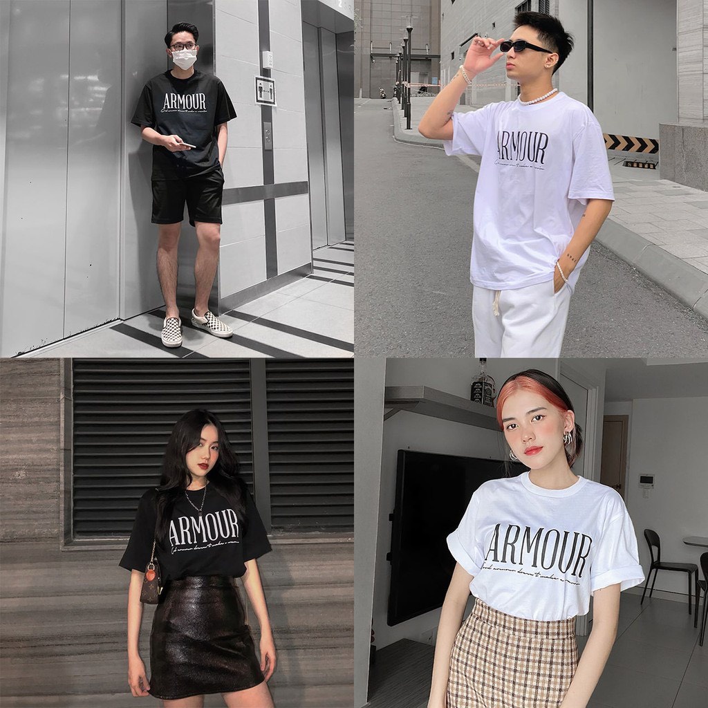 Áo thun unisex nam nữ ARMOUR basic , áo phông oversize dáng rộng tay lỡ hiện đại cá tính kiểu dáng Hàn Quốc form rộng
