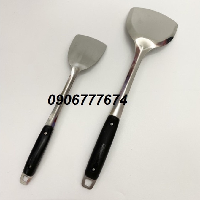 VÁ / MUÔI / SẠN inox cao cấp cán đen cách nhiệt chống nóng có lỗ và không lỗ