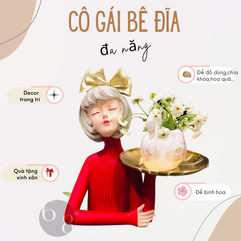 Bình Hoa Cô Gái Cô Gái Cắm Hoa ,ôm hoa,lọ hoa trang trí decor