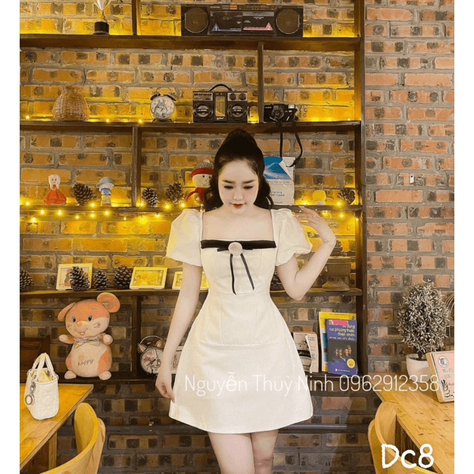 (Free ship) Xả Lỗ Cho Mẫu Đầm TAPTA Tay Bồng Có Gắn Hoa Hồng Tim Áo  Cực Xinh UP HHP Fashion