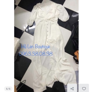 ĐẦM MAXI TRẮNG NÚT BỌC XẺ TÀ (KÈM HÌNH THẬT)