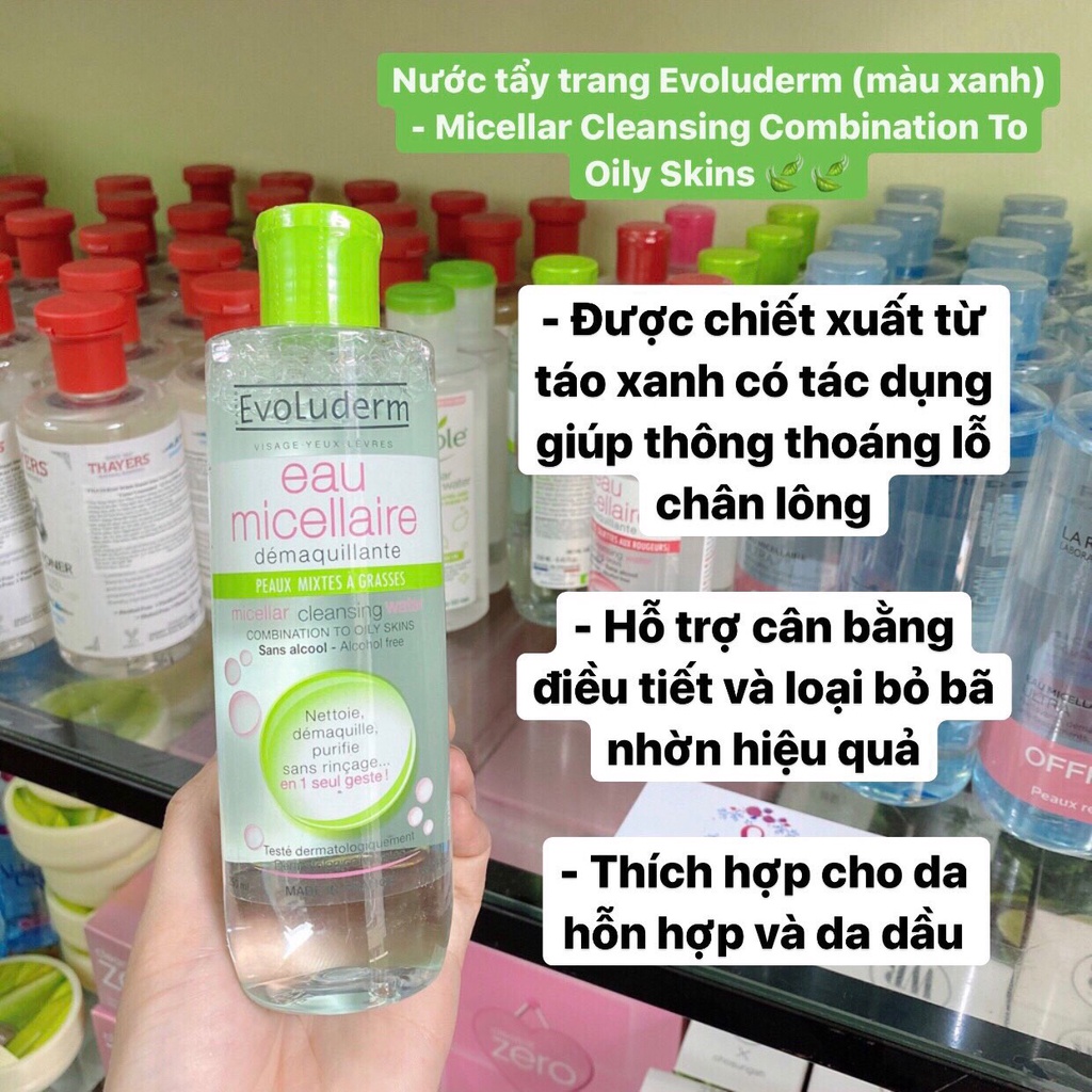 Tẩy trang dạng nước Evoluderm Micellar Cleansing Water 250ml/500ml