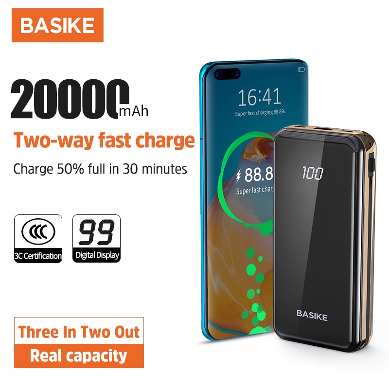 Sạc dự phòng 20000mAh BASIKE PT126P Cho iPhone Huawei Samsung - Bảo hành 12 tháng