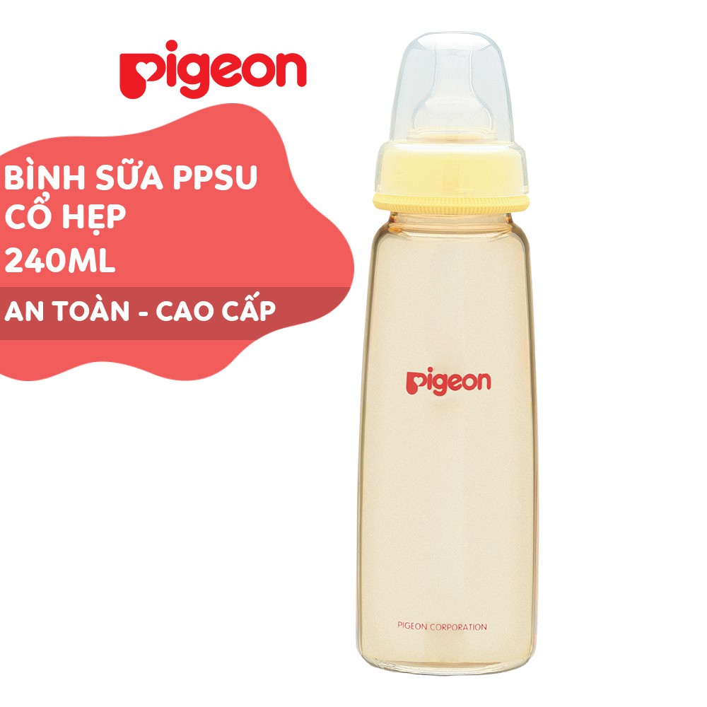 Bình sữa cổ hẹp PPSU Pigeon 160ml/ 240ml