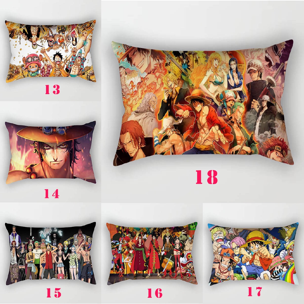 Vỏ gối chất liệu polyester/vải lanh in họa tiết nhân vật One Piece cỡ 30X50cm