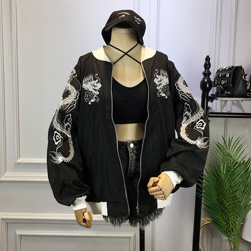 [ORDER] Áo bomber thêu rồng trắng | BigBuy360 - bigbuy360.vn