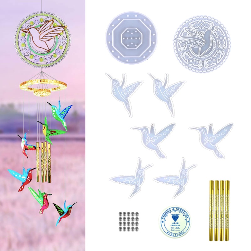 Sa Khuôn Silicone Bóng Làm Chuông Gió Treo Tường Trang Trí DIY