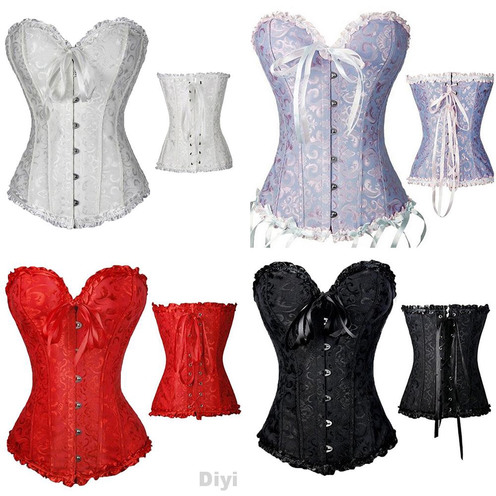 Boned Bridal Gothic Overbust Polyester Sexy Solid Women Corset