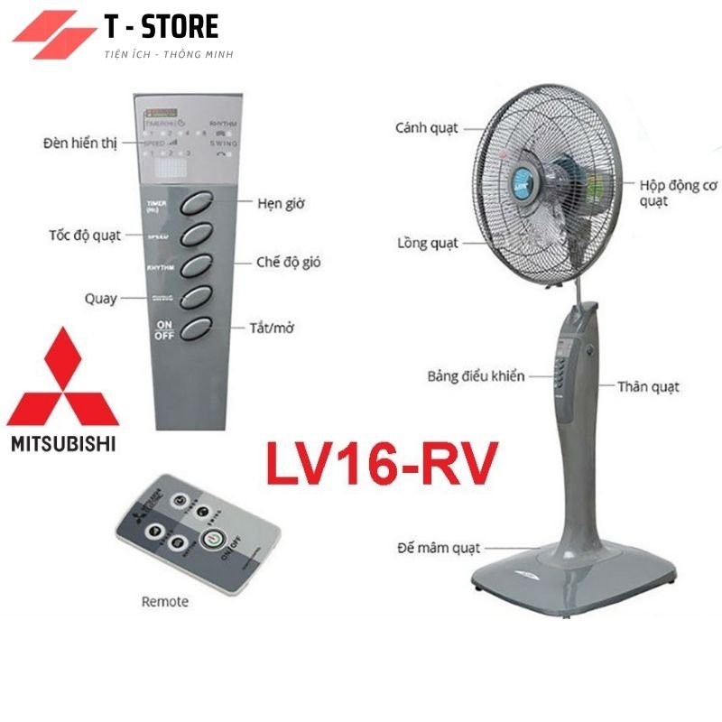 Quạt Cây Điều Khiển Misubishi LV16-RV Công Nghệ Nhật Bản Sản Xuất Thái Lan