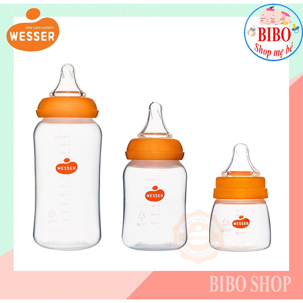 BÌNH SỮA WESSER CỔ HẸP 60ML/140ML/250ML MẪU MỚI NHẤT (NSX MỚI)