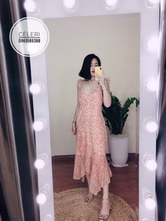 Váy 2 dây hoa nhí dáng dài đuôi cá