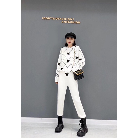 Set trang phục nữ gồm áo len và quần len dài thời trang thương hiệu Gucci GG/GC cao cấp