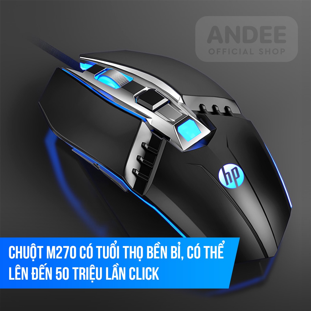 Chuột gaming HP M270 có dây cao cấp, LED 4 màu, DPI lên đến 2400