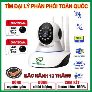 Mua Camera Wifi 3 Râu Onvizcam V3- CARECAM xoay 360 độ 2.0MPX / Camera kèm thẻ 32G - Hàng chính hãng